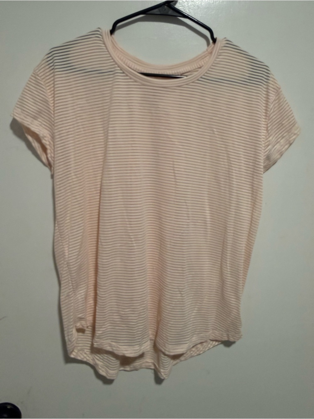 Mono B Pale Pink Striped Short Sleeve Tee